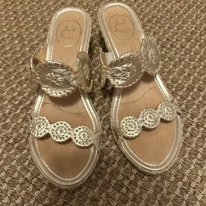 Jack Rogers gold wedges. Lauren mid heel, gently used.